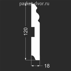 Плинтус Deartio P5.120.18 Белый под покраску 18х120х2070 мм (пог. м)