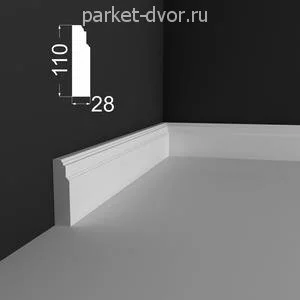 Плинтус Deartio P10.110.28 Белый под покраску 28х110х2070 мм (пог. м)