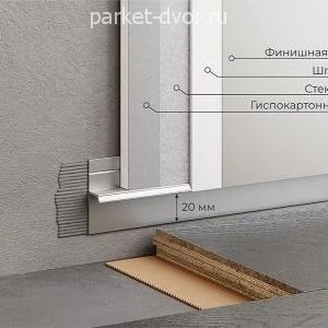 Плинтус Micro 98-69-20 Скрытый теневой Серебро 14.5х20х2500 мм (пог. м)